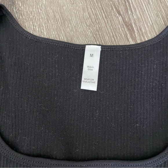 One Piece Bodycon Jumpsuits Square Neck Long Sleeve Thumb Holes Size Medium - Picture 8 of 9